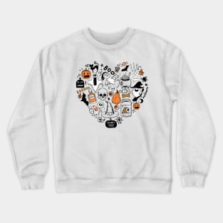 Spooky Cute Halloween Doodles - Skulls & Witchcore Heart Crewneck Sweatshirt